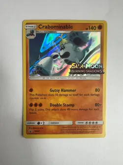 Pokemon TCG: CRABOMINABLE SM47 PRE RELEASE STAFF STAMPED Burning Shadows Promo - Image 1