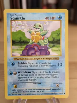 Pokemon Base Set Shadowless Squirtle 63/102 - Image 1