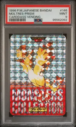 1996 POKEMON JPN BANDAI CARDDASS VENDING #146 MOLTRES-PRISM PSA 9 - Image 1