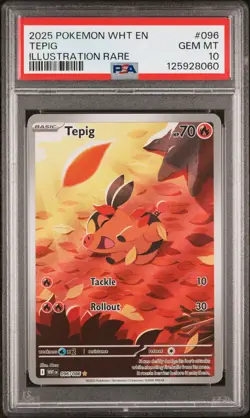 2025 POKEMON WHT EN-WHITE FLARE ILLUSTRATION RARE #096 TEPIG PSA 10 - Image 1