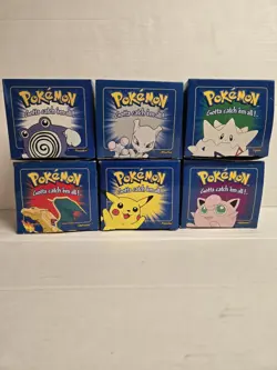 BURGER KING 1999 POKEMON 23K GOLD PLATED TRADING CARD POKEBALL SET OF 6 - Image 1