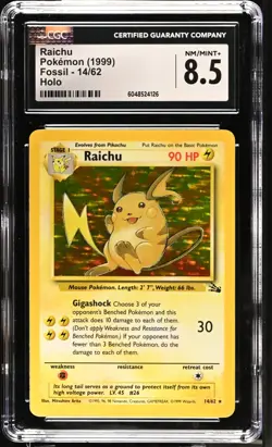 Pokemon Fossil RAICHU Holo CGC 8.5 (4126) Graded Power - Image 1