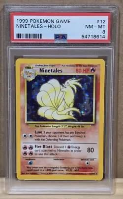 1999 Pokemon Base Set Unlimited Ninetales 12/102 Holo Rare PSA 8 NM-MT Graded - Image 1