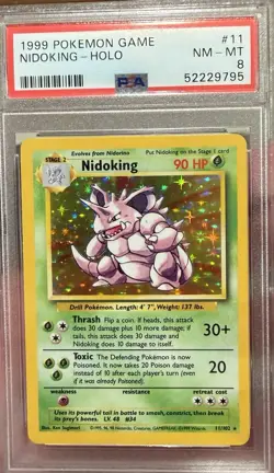 Pokemon 1999 Base Set Nidoking Holo Rare #11/102 PSA 8 English - Image 1