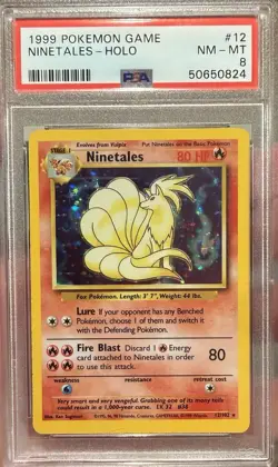 Pokemon 1999 Base Set Ninetales Holo Rare #12/102 PSA 8 English HP 80 - Image 1
