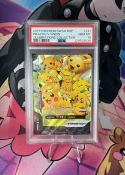 2021 POKEMON SWSH BLACK STAR PROMO CELEBRATIONS COLL #141 PIKACHU V-UNION PSA 10 - Image 1