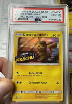 PSA 10 2019 Pokemon Pikachu Black Star Promo Holo SM190 Stamped - Image 1