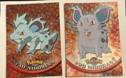 1999 Topps Pokemon Nidoran and nidorina TV series textured foil - Image 1