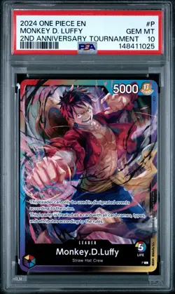 2024 ONE PIECE PROMOS 2ND ANNIVERSARY TOURNAMENT #P MONKEY D. LUFFY PSA 10 - Image 1