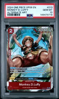 2024 ONE PIECE OP06-WINGS OF THE CAPTAIN ALTERNATE ART MONKEY D. LUFFY PSA 10 - Image 1
