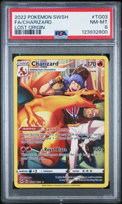 2022 POKEMON SWORD & SHIELD LOST ORIGIN #TG03 FULL ART/CHARIZARD PSA 8 - Image 1