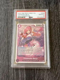 2024 One Piece PRB01 EN Jolly Roger Foil #068 Vismoke Reiju PSA 10 GEM MINT - Image 1