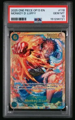 2025 ONE PIECE OP13-CARRYING ON HIS WILL #118 MONKEY D. LUFFY PSA 10 - Image 1