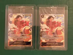 2× SEALED Gold Promo Japan Expo Monkey.D.Luffy P-075 One Piece Card Game OP TCG - Image 1