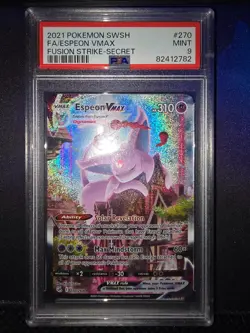 Espeon Vmax PSA 9 Fusion Strike Alt Art Pokemon Card 270/264 Full Art 2021 FA - Image 1