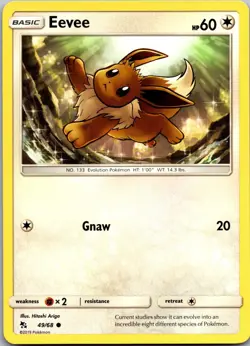 Eevee 49/68 Common Hidden Fates Pokemon Near Mint - Image 1
