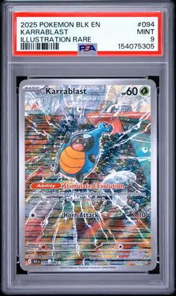 2025 Pokemon Black Bolt Karrablast IR #094 PSA 9 Illustration Rare - Image 1