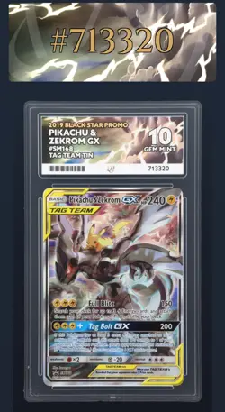 Pokemon TCG Trading Card Pikachu & Zekrom GX Sun Moon SM168 Holo Promo ACE 10 - Image 1