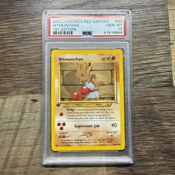 Pokemon PSA 10 GEM MINT 2002 Hitmonchan 1st Edition Neo Destiny Card (Low pop) - Image 1