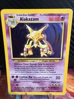 Pokemon Base Set Alakazam Holo 1/102 LP WOTC Vintage Rare - Image 1