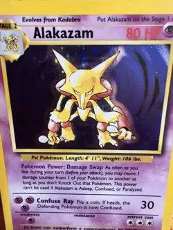 Pokemon Base Set Alakazam Holo 1/102 LP WOTC Vintage Rare - Image 2