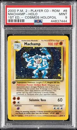 2000 POKEMON 2-PLAYER CD-ROM STARTER SET 1ST ED COSMOS FOIL MACHAMP-HOLO PSA 9 - Image 1