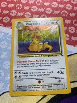 Pokemon TCG Vintage WOTC Dragonite Fossil 4/62 Unlimited Holo Rare LP-MP - Image 1