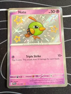 Natu 151/091 Shiny Rare Paldean Fates Pokemon Holo Near Mint - Image 1