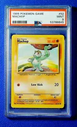 1999 POKEMON BASE SET UNLIMITED #52 MACHOP PSA 9 - Image 1