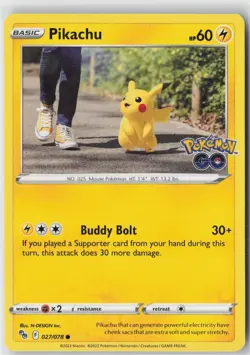 Pikachu (27) Common Pokemon GO 027/078 NM - Image 1