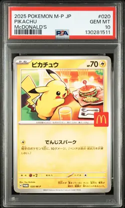 2025 POKEMON JAPANESE M-P PROMO MCDONALD'S #020 PIKACHU PSA 10 - Image 1