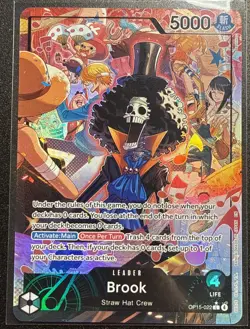 One Piece Brook OP15-022 Leader Card Straw Hat Crew 5000 Power - Image 1