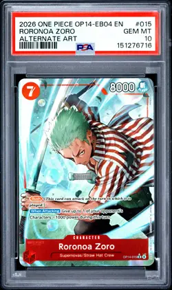 Roronoa Zoro 015 Alternate Art One Piece PSA 10 - Image 1
