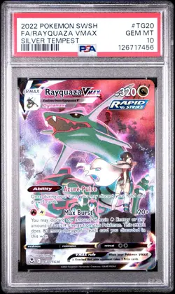 PSA 10 Rayquaza VMAX TG20/TG30 Silver Tempest Trainer Gallery Pokemon Card - Image 1