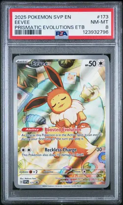 2025 POKEMON SVP EN-SV BLACK STAR PROMO #173 EEVEE PSA 8 - Image 1