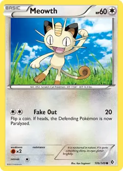 Meowth 106/149 Boundaries Crossed Pokemon Card NM - Image 1
