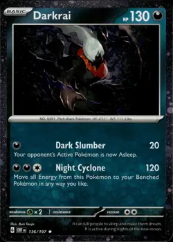 DARKRAI 136/197 COSMO HOLO Rare Obsidian Flames NM Pokemon - Image 1
