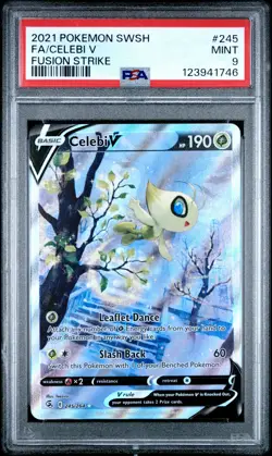 2021 POKEMON SWORD & SHIELD FUSION STRIKE #245 FULL ART/CELEBI V PSA 9 - Image 1