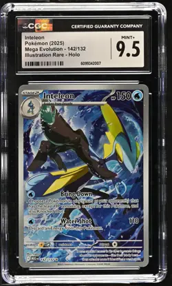 Inteleon 142/132 Illustration Rare Holo Mega Evolution Pokemon CGC 9.5 Mint+ - Image 1