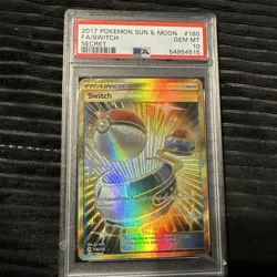 2017 Pokemon Sun & Moon FA/Switch Secret Gem MT 10 #160 Gold - Image 1