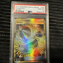 2017 Pokemon Sun & Moon FA/Switch Secret Gem MT 10 #160 Gold - Image 2