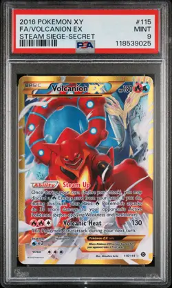 2016 POKEMON XY STEAM SIEGE SECRET #115 FULL ART/VOLCANION EX PSA 9 - Image 1