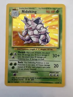 Nidoking 11/102 Base Set HOLO Pokemon Card ⭐ WOTC 1999 Unlimited LP/NM - Image 1