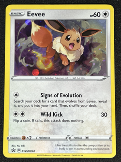 Eevee SWSH042 SWSH Black Star Promo Cosmos Holo Rare Pokemon Card NM - Image 1