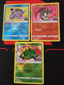 Pokemon Go Lot of 3 Radiant's - Venusaur, Charizard, Blastoise Stamped Holo's - Image 1