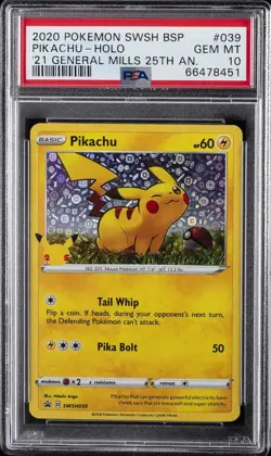 2020 POKEMON SWSH BLACK STAR PROMO #039 PIKACHU-HOLO PSA 10 - Image 1
