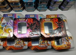 Big Lot of 34 Empty Pokemon Tins Storage Bulk Cases - Image 5