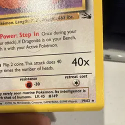 Pokemon TCG The Pokemon Company Dragonite 19/62 Fossil Holo Rare Unlimited EN - Image 5
