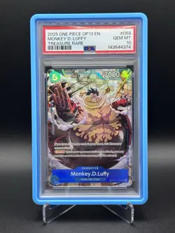 2025 ONE PIECE OP13 058 CARRYING ON HIS WILL MONKEY D LUFFY TREASURE RARE PSA 10 - Image 1