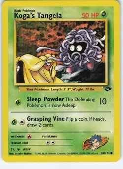 Koga's Tangela 081/132 Common Unlimited Gym Challenge LP Pokemon - Image 1